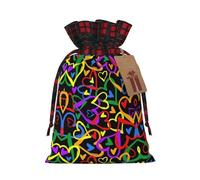 Bolsa de Navidad con diseño de orgullo gay con estampado de arco iris a juego, diseño de cordón para fiesta de Navidad, embalaje de regalo
