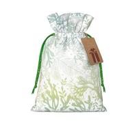 Bolsa de Navidad con estampado de algas marinas y azules verdes, bolsas con cordón para regalos de vacaciones, saco de Navidad, regalo de decoración de fiesta