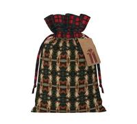 Bolsa de Navidad con estampado de animales divertidos de ardilla a juego con cordón y etiqueta de papel kraft de 4.7 x 6.9 pulgadas para Halloween