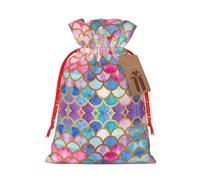 Bolsa de Navidad con estampado de arcoíris colorido con cordón para todos los adultos para regalar Halloween