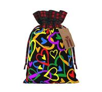 Bolsa de Navidad con estampado de arcoíris de orgullo gay de 4.7 x 6.9 pulgadas, cierre de cordón, para Navidad, aniversarios, cumpleaños, sostiene regalos