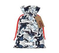 Bolsa de Navidad con estampado de ballena asesina de 4.7 x 6.9 pulgadas, cierre de cordón, para Navidad, aniversarios, cumpleaños