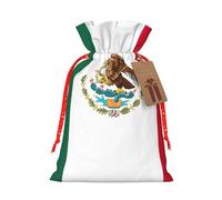 Bolsa de Navidad con estampado de bandera de México, paquete de vacaciones premium, embalaje festivo de Navidad con diseños alegres