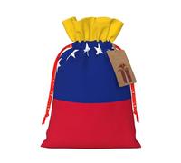 Bolsa de Navidad con estampado de bandera de Venezuela, saco de regalo festivo, bolsas de cordón de Navidad, decoración de fiesta