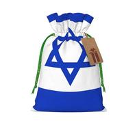 Bolsa de Navidad con estampado de bandera israelí, bolsas con cordón para regalos de vacaciones, saco de Navidad, decoración de fiesta