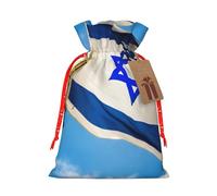 Bolsa de Navidad con estampado de bandera israelí, bolsas con cordón para regalos de vacaciones, saco de Navidad, decoración de fiesta