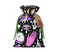 Bolsa de Navidad con estampado de brujería mágica, diseño bohemio, bolsa de cordón para regalos de vacaciones, saco de Navidad, decoración de fiesta