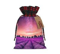 Bolsa de Navidad con estampado de campos de lavanda de 4.7 x 6.9 pulgadas, cierre de cordón, para Navidad, aniversarios, cumpleaños, sostiene regalos
