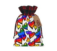 Bolsa de Navidad con estampado de corazones de orgullo gay de colores arcoíris de 4.7 x 6.9 pulgadas, cierre de cordón, para Navidad, aniversarios, cumpleaños, sostiene regalos
