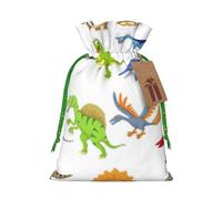 Bolsa de Navidad con estampado de dibujos animados de dinosaurios, bolsas con cordón para regalos de vacaciones, saco de Navidad, decoración de fiesta