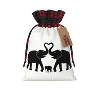 Bolsa de Navidad con estampado de elefante viejo y elefante joven de 4.7 x 6.9 pulgadas, cierre de cordón, para aniversarios de Navidad, cumpleaños, sostiene regalos