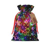 Bolsa de Navidad con estampado de estrellas de arco iris, bolsas con cordón para regalos de vacaciones, saco de Navidad, regalo de decoración de fiesta