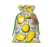 Bolsa de Navidad con estampado de frutas de limón, saco con cordón para regalos de Navidad, decoración de temporada, suministros de fiesta
