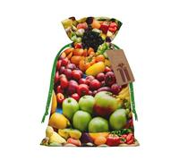 Bolsa de Navidad con estampado de frutas y verduras con cordón para regalos de Navidad, decoración de temporada, suministros de fiesta