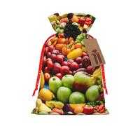 Bolsa de Navidad con estampado de frutas y verduras con cordón para regalos de Navidad, decoración de temporada, suministros de fiesta