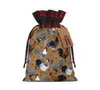 Bolsa de Navidad con estampado de gallo y pollo de 4.7 x 6.9 pulgadas, cierre de cordón, para aniversarios de Navidad, cumpleaños, sostiene regalos