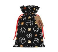 Bolsa de Navidad con estampado de huellas de perro, bolsas con cordón para regalos de vacaciones, saco de Navidad, decoración de fiesta