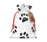 Bolsa de Navidad con estampado de huellas de perro, bolsas con cordón para regalos de vacaciones, saco de Navidad, decoración de fiesta