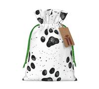 Bolsa de Navidad con estampado de huellas de perro, bolsas con cordón para regalos de vacaciones, saco de Navidad, decoración de fiesta