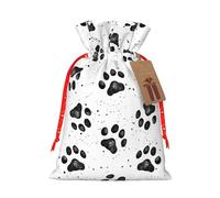 Bolsa de Navidad con estampado de huellas de perro, saco con cordón para regalos de Navidad, decoración de temporada, suministros de fiesta