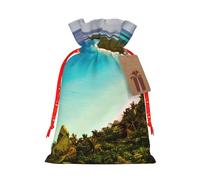 Bolsa de Navidad con estampado de isla de Cuba, bolsas con cordón para regalos de vacaciones, saco de Navidad, decoración de fiesta