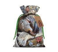 Bolsa de Navidad con estampado de koala durmiendo, con cordón, reutilizable, para regalos de Navidad