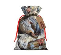 Bolsa de Navidad con estampado de koala durmiendo, con cordón, reutilizable, para regalos de Navidad