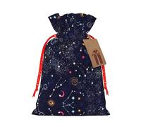 Bolsa de Navidad con estampado de mapa de constelación de estrellas, paquete de vacaciones premium, embalaje festivo de Navidad con diseños alegres