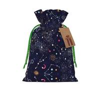 Bolsa de Navidad con estampado de mapa de constelación de estrellas, paquete de vacaciones premium, embalaje festivo de Navidad con diseños alegres