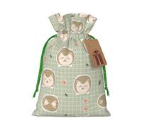 Bolsa de Navidad con estampado de muchos erizos, saco de regalo de Navidad para decoración de temporada y envoltura de regalos