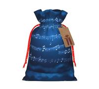 Bolsa de Navidad con estampado de notas musicales azules con cordón, regalo para vacaciones, aniversarios, regalos de fiesta