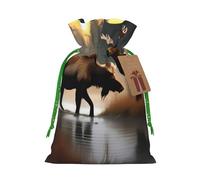 Bolsa de Navidad con estampado de oso de ciervo y alce, saco de regalo de Navidad para decoración de temporada
