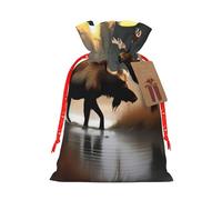 Bolsa de Navidad con estampado de oso de ciervo y alce, saco de regalo de Navidad para decoración de temporada