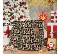 Bolsa de Navidad con estampado de pastor alemán, con cordón, reutilizable, para regalos de Navidad