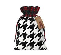 Bolsa de Navidad con estampado de pata de gallo negra de 4.7 x 6.9 pulgadas, cierre de cordón, para Navidad, aniversarios, cumpleaños, sostiene regalos