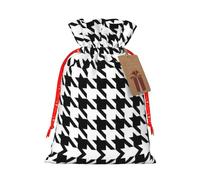 Bolsa de Navidad con estampado de pata de gallo negra de 4.7 x 6.9 pulgadas, cierre de cordón, para Navidad, aniversarios, cumpleaños