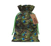 Bolsa de Navidad con estampado de pavo real fresco con cordón para regalos de Navidad, decoración de temporada, suministros de fiesta