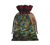 Bolsa de Navidad con estampado de pavo real fresco de 4.7 x 6.9 pulgadas, cierre de cordón, para aniversarios de Navidad, cumpleaños, sostiene regalos