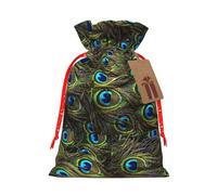 Bolsa de Navidad con estampado de pavo real fresco de 4.7 x 6.9 pulgadas con cordón, ideal para adultos para envolver regalos para Navidad, Halloween