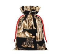 Bolsa de Navidad con estampado de perro pastor alemán, bolsas con cordón para regalos de vacaciones, saco de Navidad, decoración de fiesta