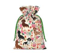 Bolsa de Navidad con estampado de perro salchicha, bolsas con cordón para regalos de vacaciones, saco de Navidad, decoración de fiesta