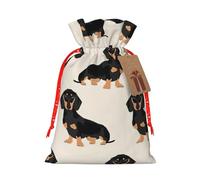 Bolsa de Navidad con estampado de perro salchicha, bolsas con cordón para regalos de vacaciones, saco de Navidad, decoración de fiesta