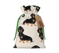 Bolsa de Navidad con estampado de perro salchicha, bolsas con cordón para regalos de vacaciones, saco de Navidad, decoración de fiesta