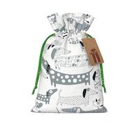Bolsa de Navidad con estampado de perro salchicha con cordón para regalos de vacaciones, saco de Navidad, regalo de decoración de fiesta