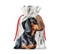 Bolsa de Navidad con estampado de perro salchicha parisino, saco de regalo festivo, bolsas de cordón para decoración de fiesta
