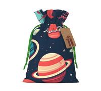 Bolsa de Navidad con estampado de planetas del espacio exterior, saco de regalo de Navidad para decoración de temporada para envolver regalos