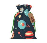 Bolsa de Navidad con estampado de planetas del espacio exterior, saco de regalo de Navidad para decoración de temporada para envolver regalos