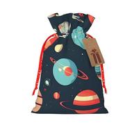Bolsa de Navidad con estampado de planetas del espacio exterior, saco de regalo de Navidad para decoración de temporada para envolver regalos