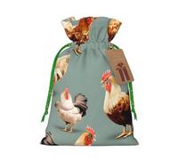 Bolsa de Navidad con estampado de pollo, bolsas con cordón para regalos de vacaciones, saco de Navidad, decoración de fiesta