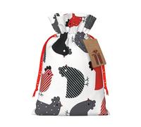 Bolsa de Navidad con estampado de pollo de dibujos animados, bolsas con cordón para regalos de vacaciones, saco de Navidad, decoración de fiesta